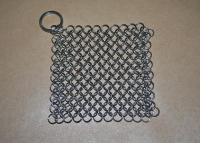 China Kitchen 4x4 Inches Stainless Steel Chainmail Cast Iron Cleaner for sale