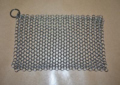 China 6x8 Inches Stainless Steel Chainmail Scrubber , Chain Cast Iron Cleaner for sale