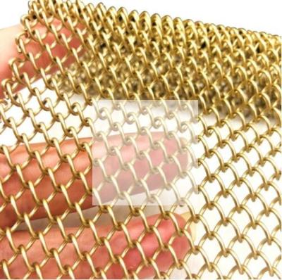 China Golden Chain Link 3x3mm Metal Mesh Curtains For Room Dividers Decorative for sale