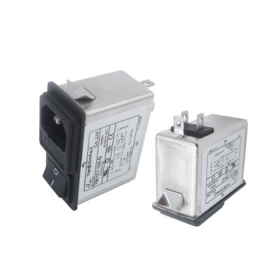 中国 IEC 320 C14 AC Inlet Filter Male Plug In EMI Noise Filter With Switch Fuse 販売のため