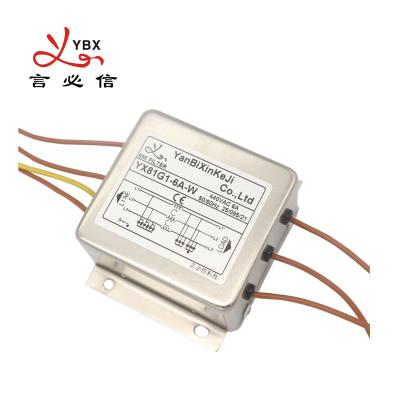 China 6A 220V Three Phase EMI Filter Mechanical Equipment Power Line Output for sale