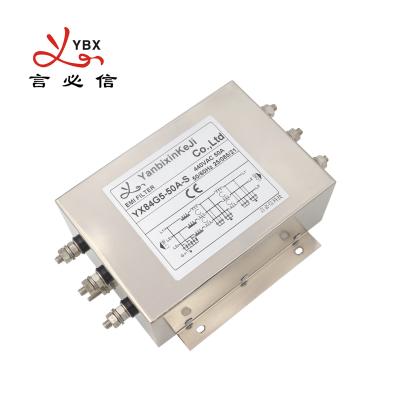 Китай YX84 50A Трехфазный трехлинейный фильтр с винтовым терминалом EMI/RFI фильтр для преобразователя частоты продается
