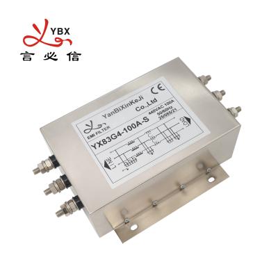 China YX83 Series Three Phase Filter 3 Line EMI Filter 100A High Power Filter for sale