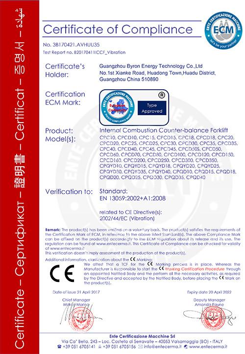 Forklift CE certificate - BILON HEAVY INDUSTRY (GUANGZHOU) CO.,LTD
