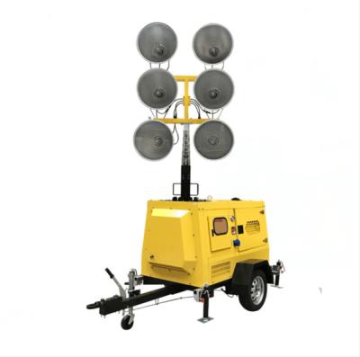 China Hydraulic Lifting Mobile Light Tower , IP54 6*1000W Metal Halide Lamp for sale