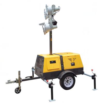 China 4 x 1000 Watt Gasoline Or Diesel Trailer Mounted Light Towers Elevating Height 1800-9000mm for sale