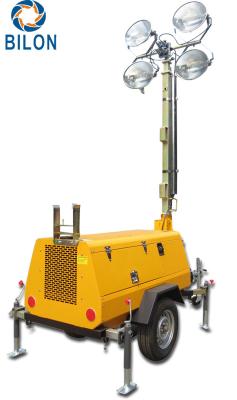 China 9M Hand Trailer Mobile Light Tower 5 Percent Off 4*1000W 360 Degree for sale