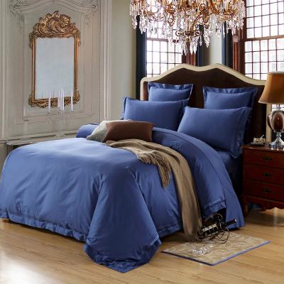 China Dark Blue Home Textile Products Egyptian Cotton Bedding Sets Good Permeability for sale