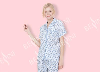 China Printed Cotton Voile Soft Womens Pyjama Sets Two Pieces For Autumn Season for sale