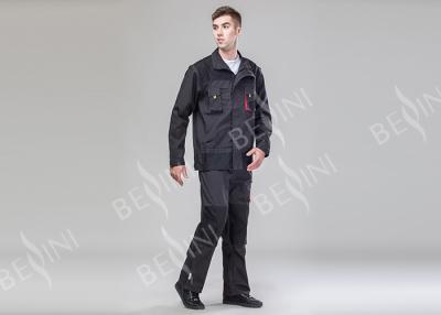 中国 TC 80/20のキャンバスのダーク グレーの頑丈な仕事のスーツの胸当てによっては取り外し可能な袖が付いているジャケットが喘ぎます 販売のため