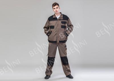 China Dark Khaki Black Heavy Duty Work Suit Bib Pants Suit 80% Polyester 20% Cotton Twill for sale