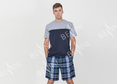 China Contrast Color Mens Summer Sleepwear / Mens Short Sleeve Pyjamas Very Soft Handfeel for sale