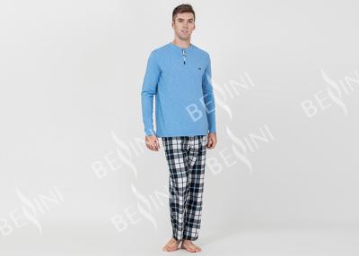 中国 100%綿の粗紡糸のジャージの生地の人の贅沢なパジャマ セット、メンズ一致のパジャマの 販売のため