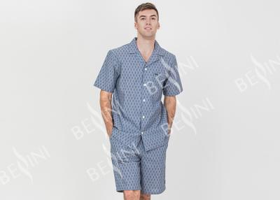 China Custom Printed Mens Luxury Sleepwear Chambray Short Sleeve Button Through Shirt for sale