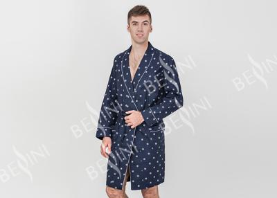 China Mens Woven Cotton Printed Twill Marine Robe Long Sleeve Piping Pockets Sleeve Band for sale
