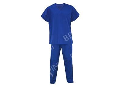 China Fashion Navy Short Sleeve Mens Fitted Scrubs , Safety Workwear Clothing Anti Pilling for sale
