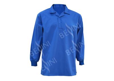 China Mediados de color azul del trabajo de la manga larga de encargo respirable de las camisas con las broches del metal en venta
