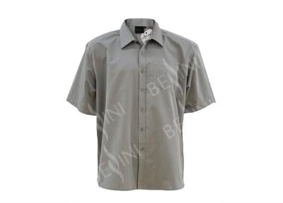 China Grey Color Mens Oxford Work Shirts , Short Sleeve Button Up Work Shirts Anti Wrinkle for sale