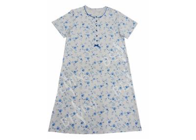 China Blue Floral Printed Strap Ladies Night Dresses Sleepwear For Autumn Season for sale