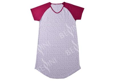 China Ropa de noche impresa roja/floral del jersey del algodón de las señoras de raglán de la manga del camisón por todo la impresión en venta