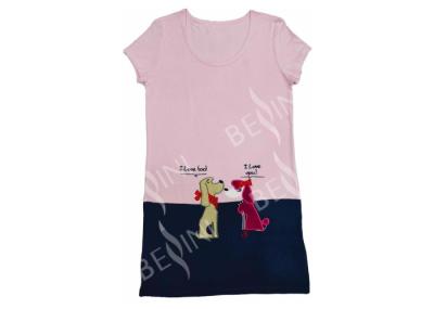 China Pink/ Navy Short Sleeve Women'S Viscose Pyjamas , Short Sleeve Sleepwear Dress for sale