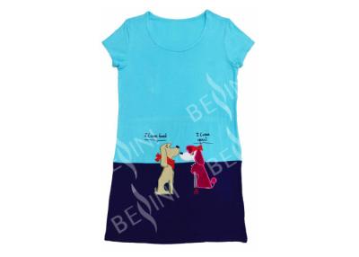 China Super Soft Ladies Viscose Pyjamas Short Sleeve Night Dress Dog Embroiderry for sale