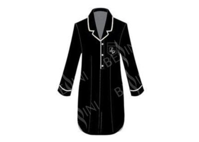 China Black Plus Size Modal Sleepwear , Womens Long Sleeve Nightshirt Button Placket for sale