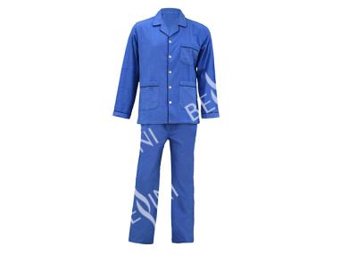 China Plain Blue Flannel 100%Cotton Mens Luxury Sleepwear Anti Wrinkle Eco Friendly S - XXL Size for sale