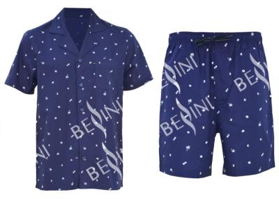 China Anti Pilling Mens Luxury Sleepwear Woven Cotton Poplin Printed Pajamas Shorts for sale