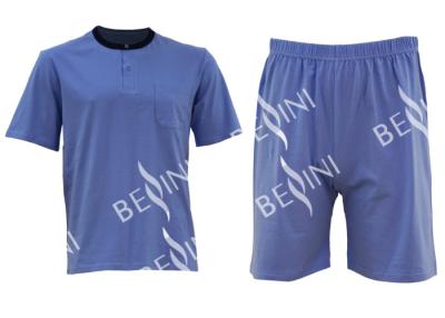 China Mens Cotton Jersey Round Neck Tee Short Pants Pyjamas Set Summer Pyjamas for sale