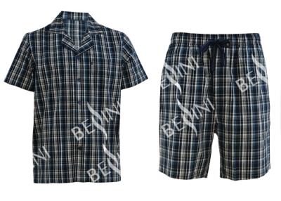 China Anti Pilling Mens Luxury Sleepwear Woven Cotton Poplin Yarn Dyed Pajamas Shorts for sale