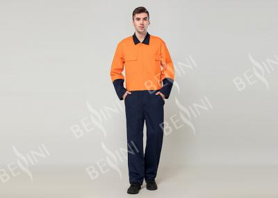 中国 二重ステッチの安全仕事着の高く目に見えるオレンジ ジャケットの胸当てのパンツ スーツ 販売のため