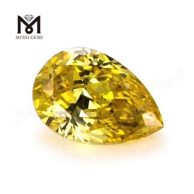 China pear cut lab grown diamond fancy vivid yellow hpht diamond for sale