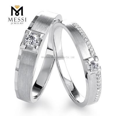 China Custom real diamond jewelry 18k gold wedding band couple ring set natural diamond gold wedding ring for sale