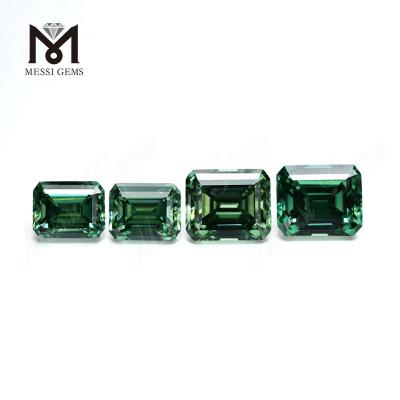 China lab created diamonds green colored emerald cut synthetic fancy moissanite stones for sale