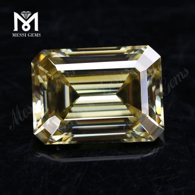 China factory loose emerald cut fancy yellow moissanite stone price for sale