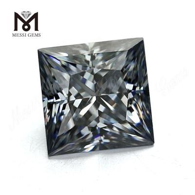 China Loose Man Made diamonds Square Princess Grey Moissanite Stone for sale