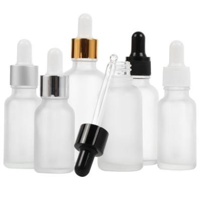China 15ml / 50ml / 30ml Glass Bottles , Reusing Frosted Dropper Glass Bottle for sale