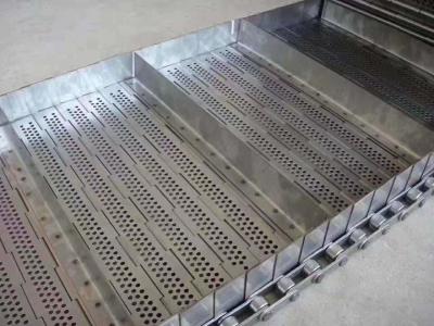 China Perforated Plate Conveyor Belt High Carbon Steel Protection Baffles Width 300-2000mm for sale