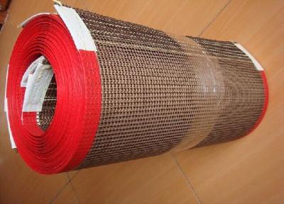 China 10 × 10 Red Edge PTFE Mesh Belt ,  PTFE Coated Fiberglass Conveyor Belt for sale