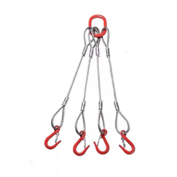 Quality Synthetic Single Leg Wire Rope Sling End With Master Link And Safety Hook for sale