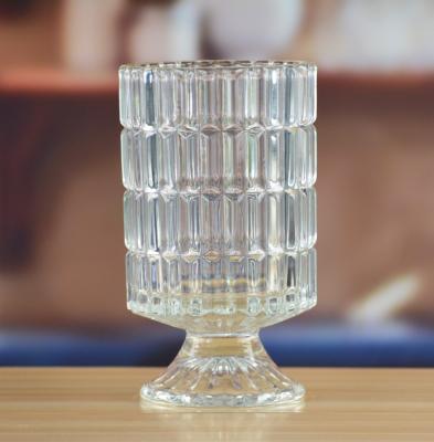 China Heavy Duty Foot Pillar Glass Candle Holders , Clear Glass Candle Holders As Flower Vase for sale