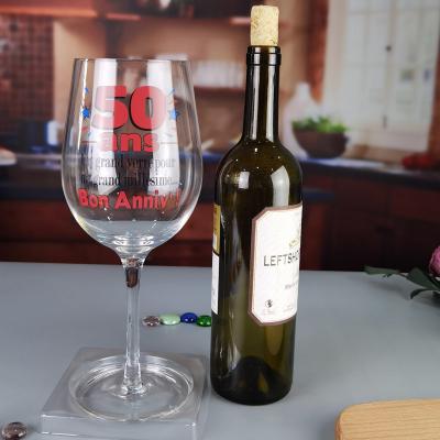 China Clear 1 Litre Giant Wine Glass With Anniversary Decor for sale