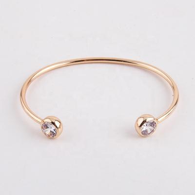 China Environmental Friendly Women Gold Rhodium Metal Cuff Bracelet Alloy Shiny Cubic Zircon Open Cuff Bangle Bracelet for sale
