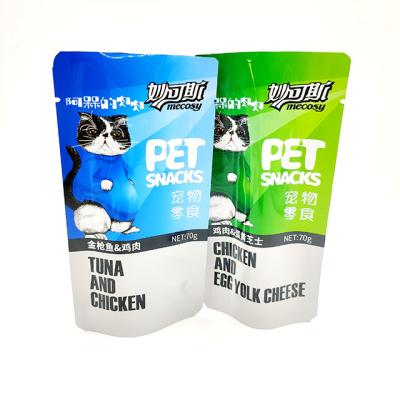 중국 15x8cm Smell Proof Pet Snack Pouches Chicken Tuna Aluminum Foil Moisture Proof Custom Printed Packaging Mylar Bag 판매용