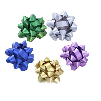 China Gift Decoration 4inch Star Ribbon Bow Plastic Metallic Bows OEM for sale