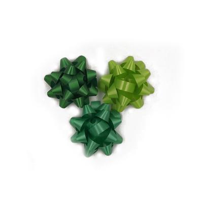 China 3in Plastic Christmas Flower Ribbon Bow Gift Packing Green Wrapping Ribbon for sale