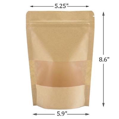 China Convenient Brown Kraft Paper Stand Up Bag With Ziplock for Easy Handling and Storage for sale