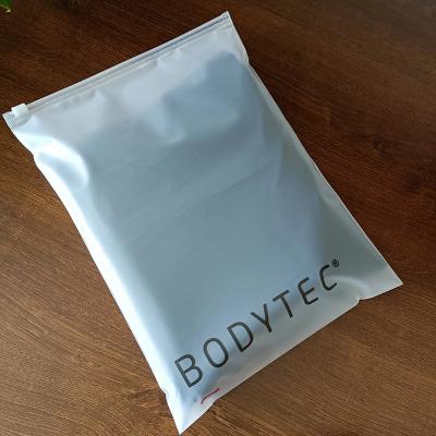 China Custom Low MOQ Plastic Zipper Bag Shrink Bag for Clothing Zipper Frosted for sale