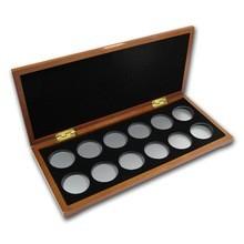 China Wooden Coin Medal Box With Velvet Inside with red color for sale
